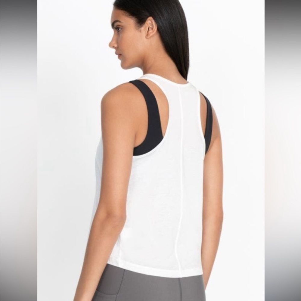 Johnny Was Calme Effect Racerback Tank In White - Picture 2 of 4